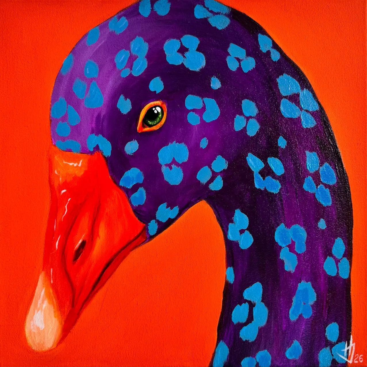 Image of Leo goose by Ivanka Nechyporyk, size: 30x30, made of Acrylic on canvas, Painting medium, from Kyiv, priced at $280