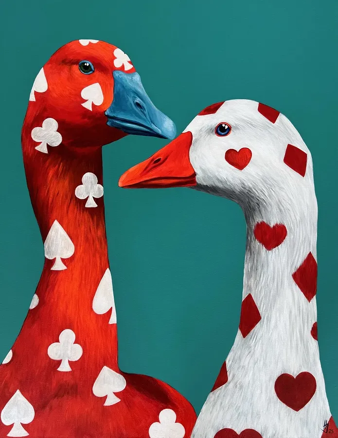 Image of Poster "Geese" by Ivanka Nechyporyk, size: 40x60 cm, made of Paper, Printing medium, from Kyiv, part of the Posrets series, priced at $100