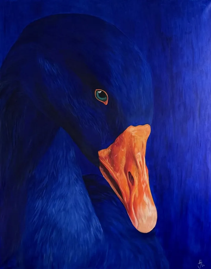 Image of Poster "Blue goose" by Ivanka Nechyporyk, size: 40x60cm, made of Paper, Printing medium, from Kyiv, part of the Posrets series, priced at $100