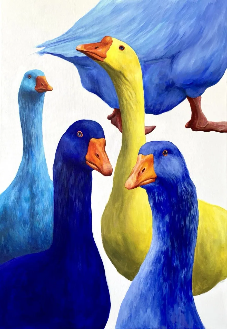 Image of Poster "Geese" by Ivanka Nechyporyk, size: 40x60 cm, made of Paper, Printing medium, from Kyiv, part of the Posrets series, priced at $100