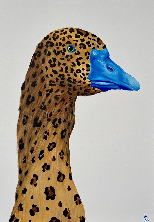 Image of Poster "Leo goose" by Ivanka Nechyporyk, size: 40x60 cm, made of Paper, Printing medium, from Kyiv, part of the Posrets series, priced at $100