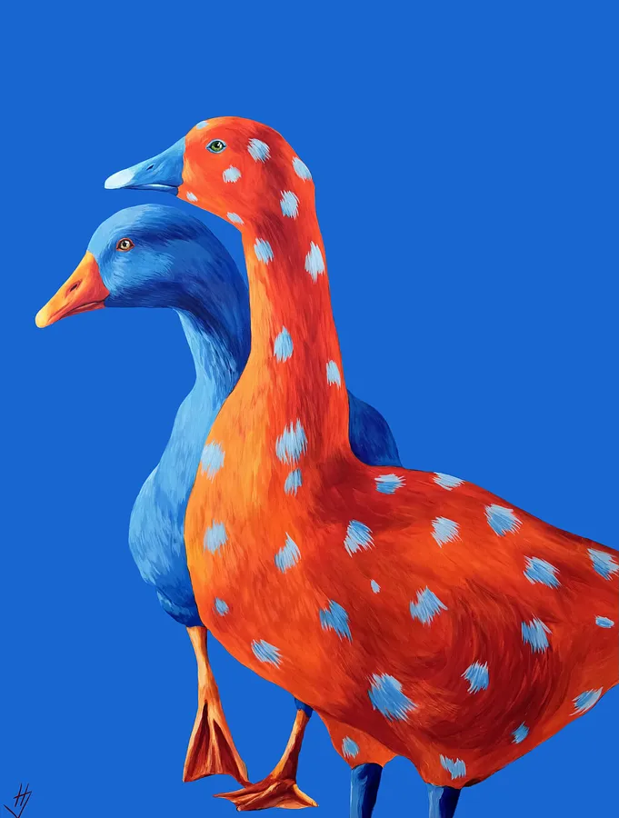 Image of Poster “Geese” by Ivanka Nechyporyk, size: 40x60cm, made of Paper, Printing medium, from Kyiv, part of the Posrets series, priced at $80