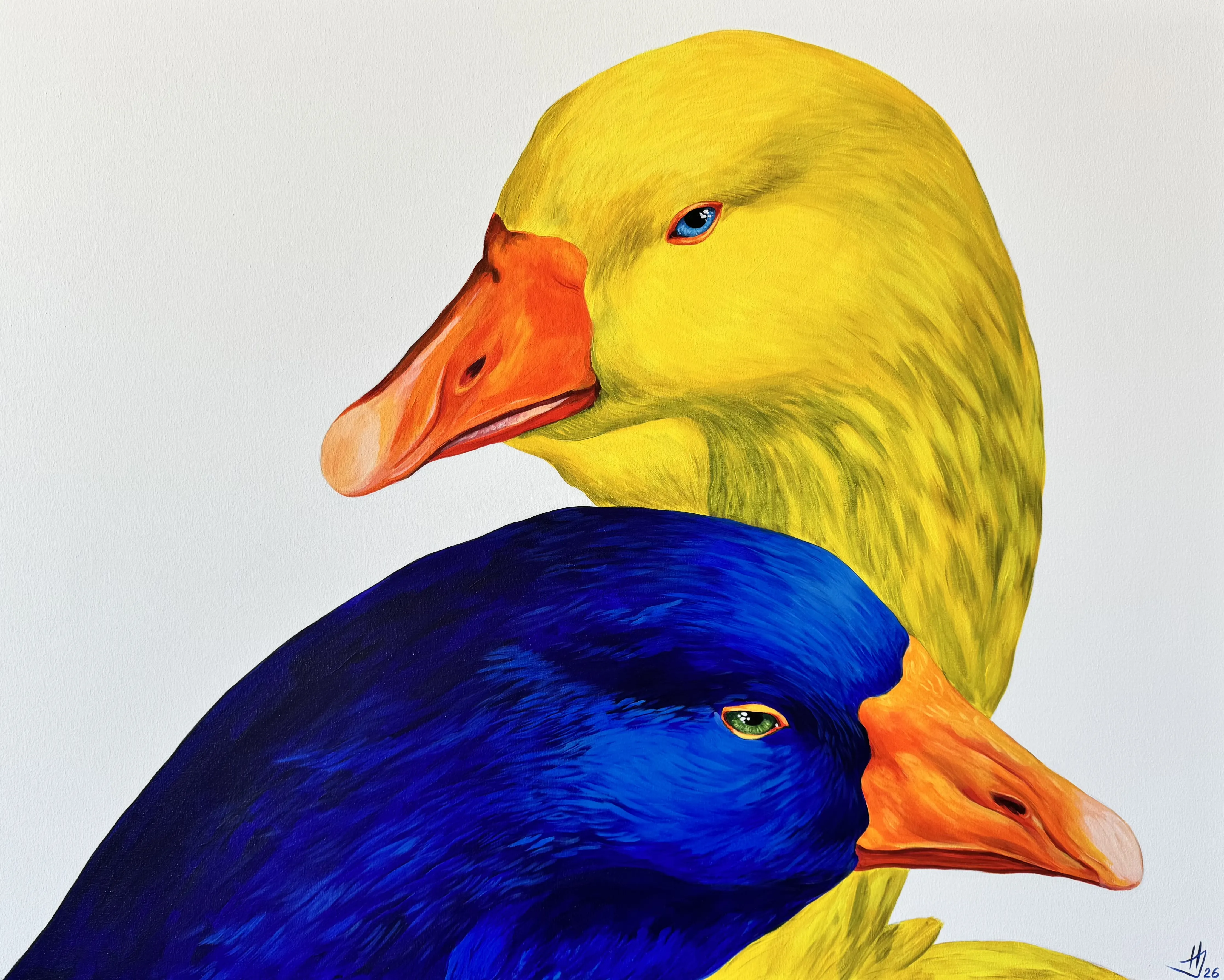 Image of Geese by Ivanka Nechyporyk, size: 80x100 cm, made of Acrylic on canvas , Painting medium, from Kyiv, Ukraine, priced at $2300