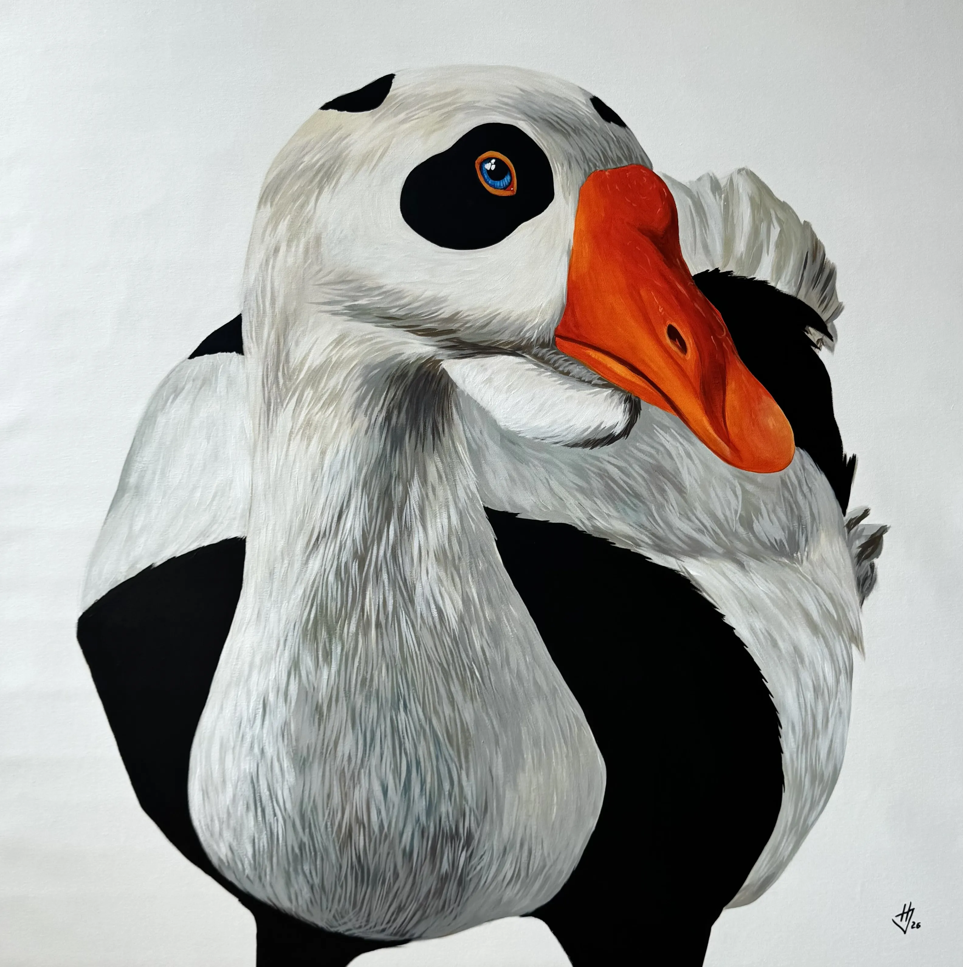 Image of Panda goose by Ivanka Nechyporyk, size: 100x100cm, made of Acrylic on canvas , Painting medium, from Kyiv , priced at $3000