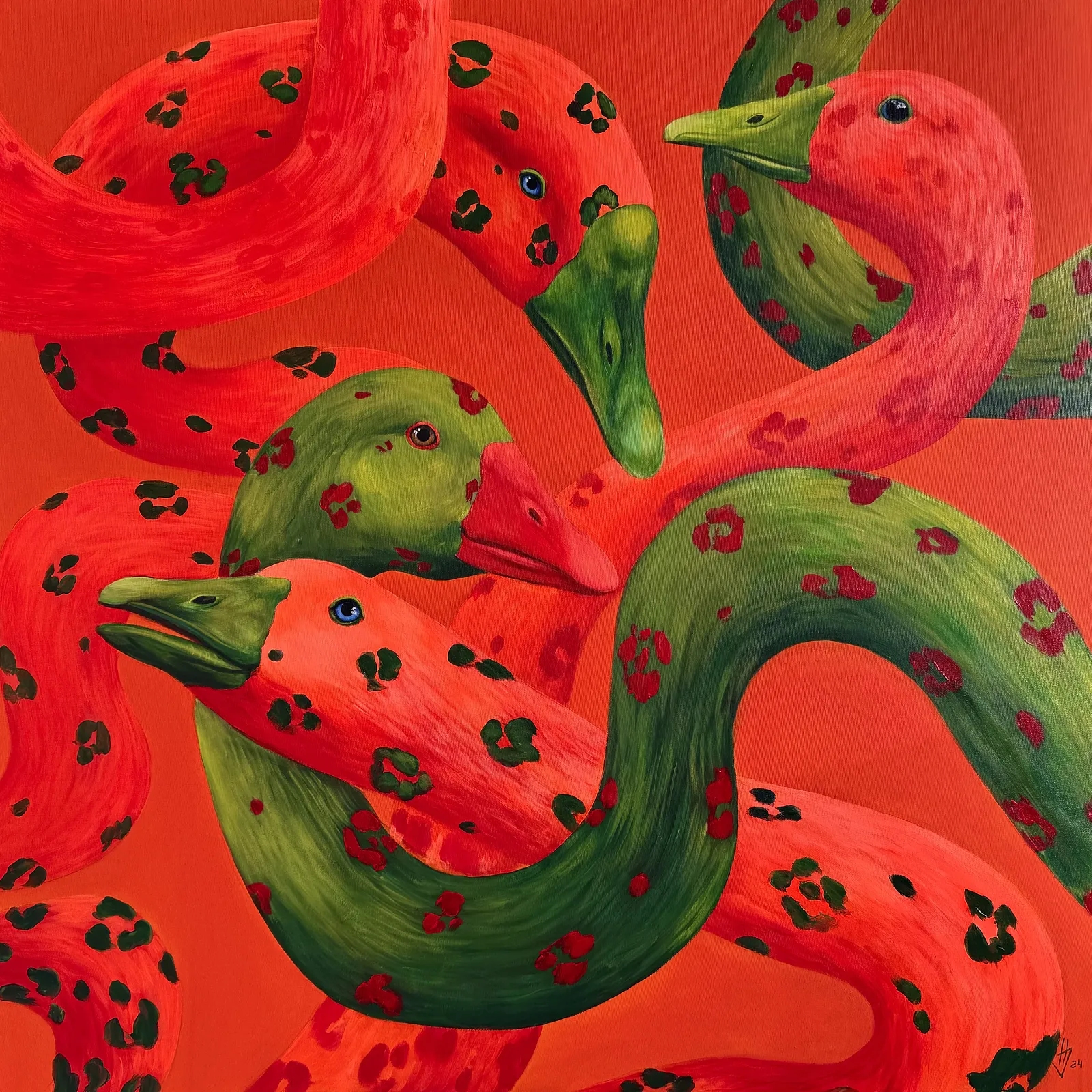 Image of Mimicry of Chaos by Ivanka Nechyporyk, size: 100x100cm, made of Acrylic on canvas, Painting medium, from Kyiv, part of the Mimicry series, priced at $3800 Photo 1 of 2.