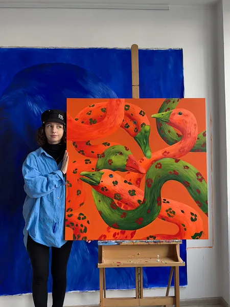 Image of Mimicry of Chaos by Ivanka Nechyporyk, size: 100x100cm, made of Acrylic on canvas, Painting medium, from Kyiv, priced at $2600 Photo 2 of 2.