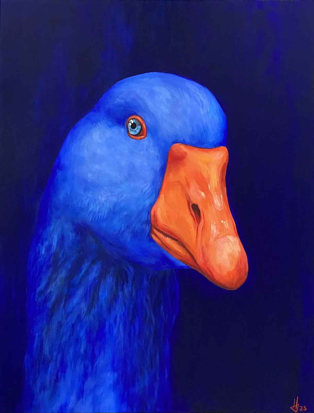 Image of Blue goose by Ivanka Nechyporyk, size: 120x93cm, Painting medium, from Kyiv, priced at $3500