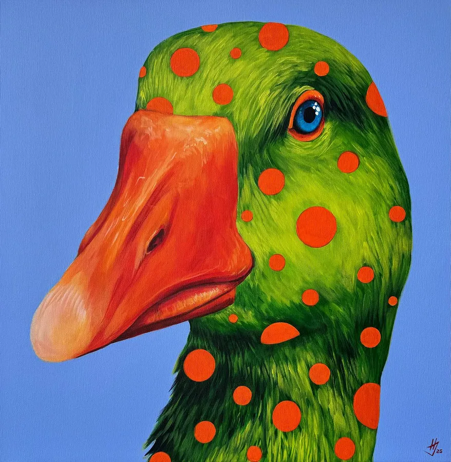 Image of Goose by Ivanka Nechyporyk, size: 60x60cm, made of Acrylic on canvas, Painting medium, from Kyiv, priced at $700