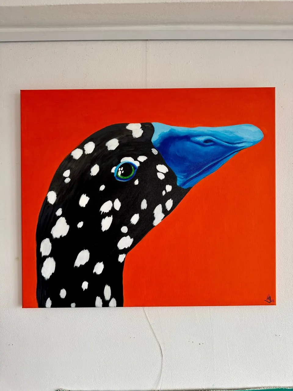 Image of Winter goose by Ivanka Nechyporyk, size: 60x70cm, made of Acrylic on canvas, Painting medium, from Kyiv, priced at $850 Photo 2 of 4.