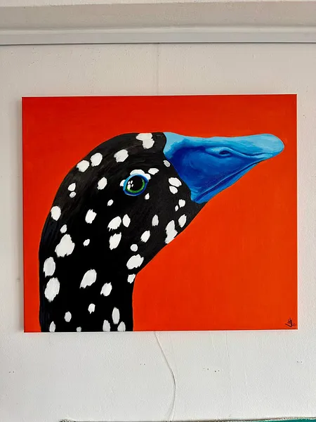 Image of Winter goose by Ivanka Nechyporyk, size: 60x70cm, made of Acrylic on canvas, Painting medium, from Kyiv, priced at $850 Photo 2 of 4.