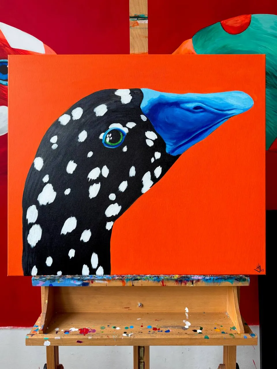 Image of Winter goose by Ivanka Nechyporyk, size: 60x70cm, made of Acrylic on canvas, Painting medium, from Kyiv, priced at $850 Photo 3 of 4.