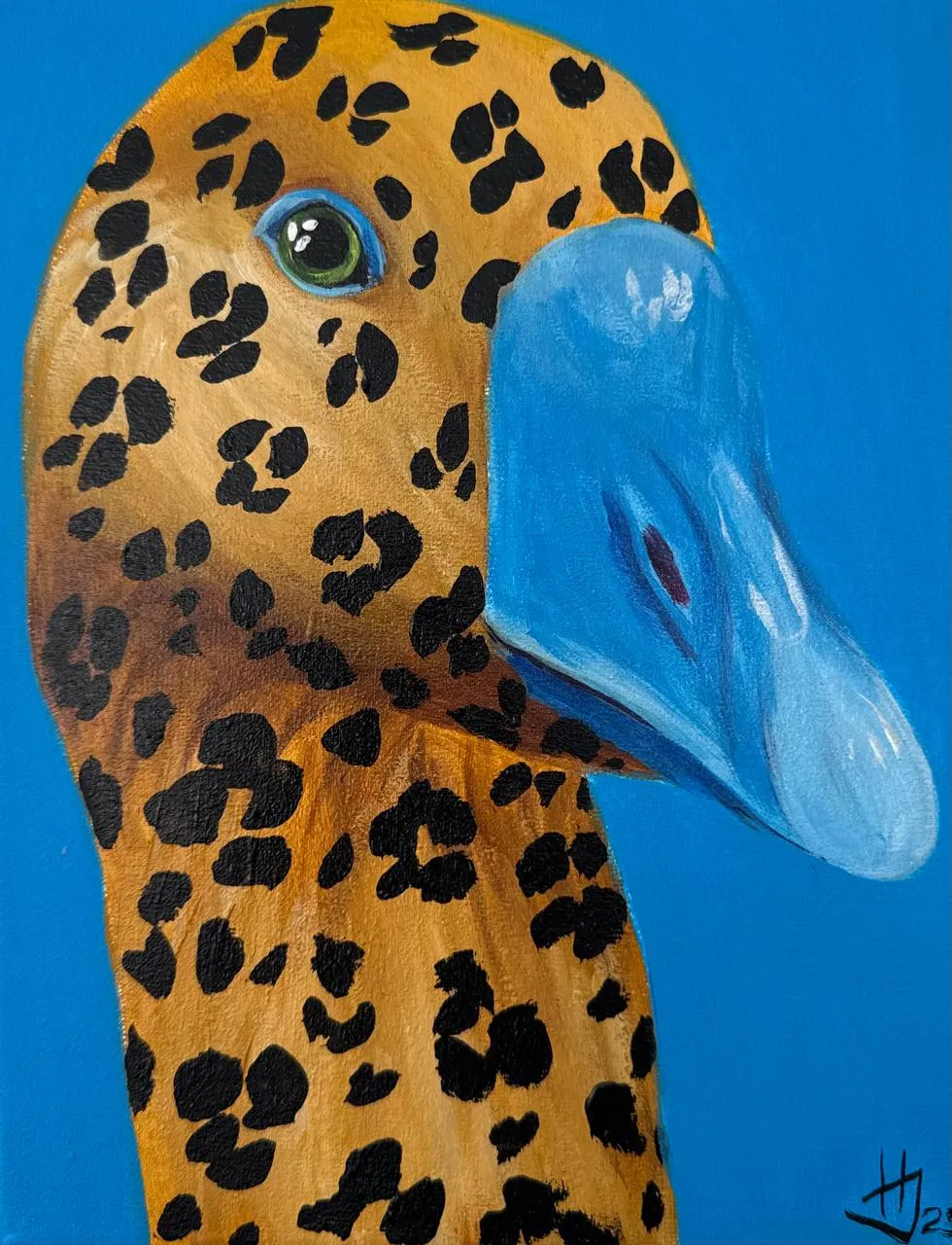 Image of Leopard goose by Ivanka Nechyporyk, size: 18x24 cm, made of Acrylic on canvas, Painting medium, from Kyiv, priced at $200