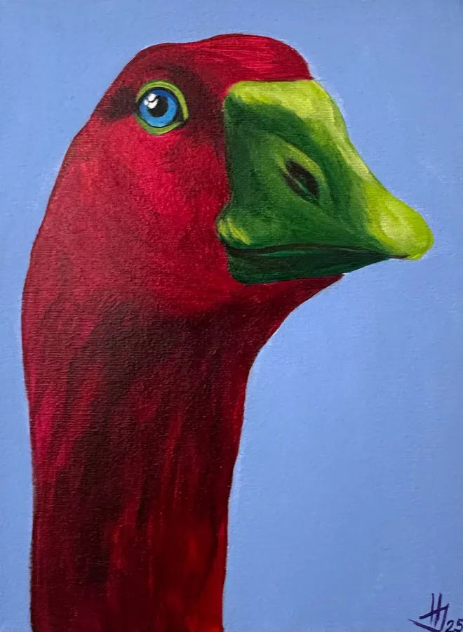 Image of Goose by Ivanka Nechyporyk, size: 18x24 cm, made of Acrylic on canvas, Painting medium, from Kyiv, priced at $200